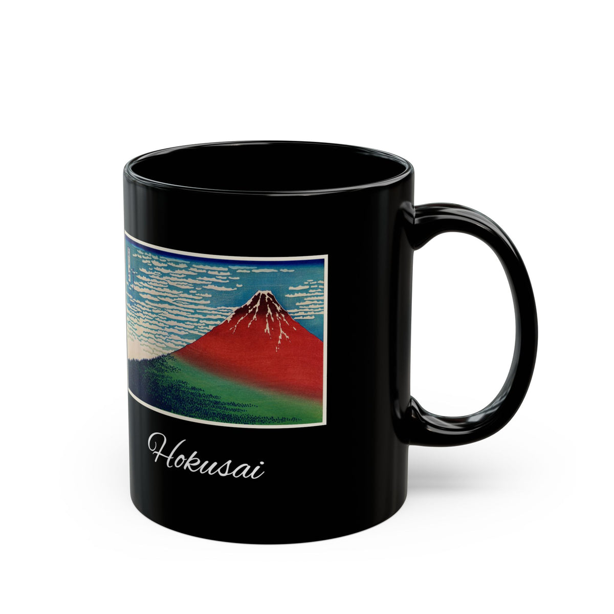 Hokusai Katsushika Hokusai Red Mount Fuji Black Coffee Mug (11oz/15oz)