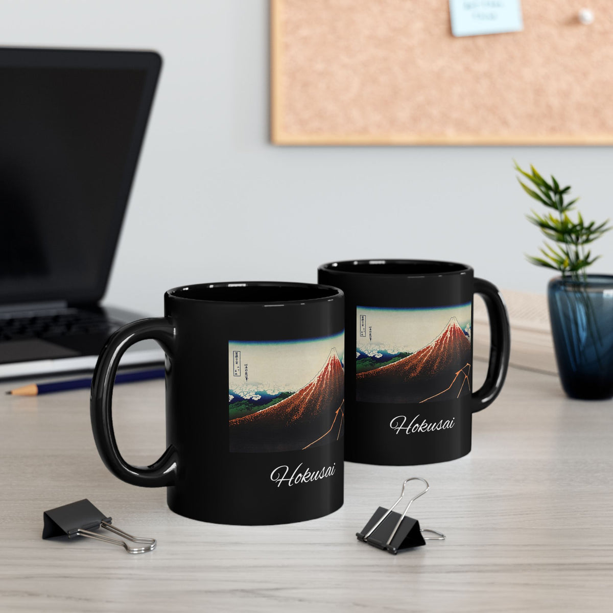 Hokusai Katsushika Hokusai Mount Fuji Black Ceramic Mug — Japanese Ukiyo-e Art Coffee Cup (11oz/15oz)