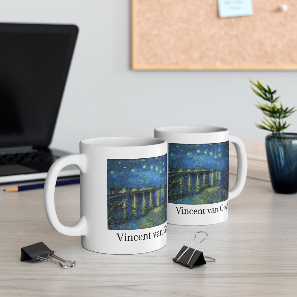 Vincent van Gogh Starry Night Over the Rhône Ceramic Mug — 11oz/15oz Art Coffee Cup