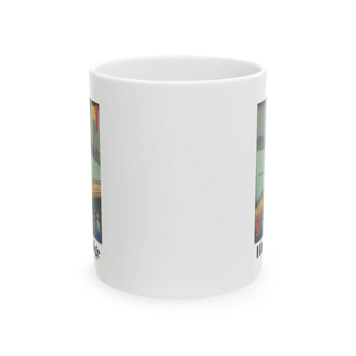 Hiroshige Utagawa Ceramic Mug — Retro Sunset Travel Poster Collage Coffee Mug (11oz/15oz)