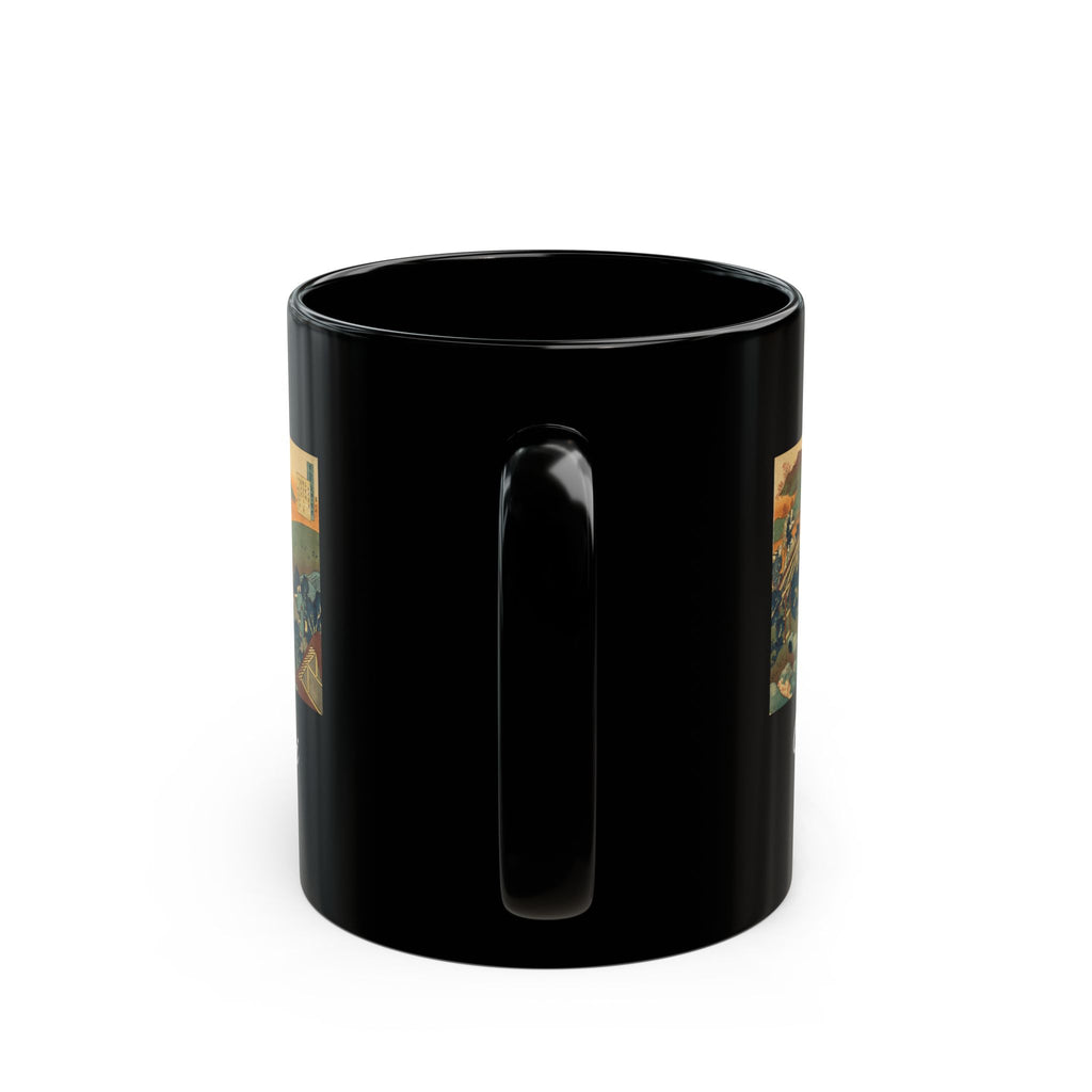 Hokusai Katsushika Hokusai Wave Bridge Black Ceramic Mug (11oz & 15oz)