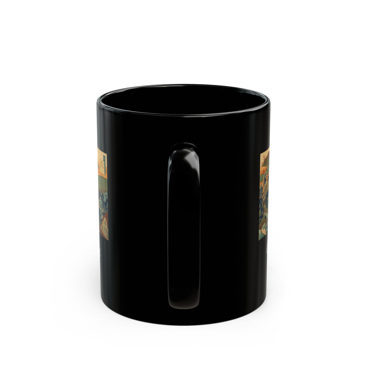 Hokusai Katsushika Hokusai Wave Bridge Black Ceramic Mug (11oz & 15oz)