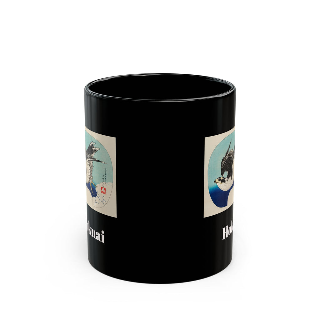 Hokusai Katsushika Hokusai Sparrow Art Black Mug — Japanese Woodblock Design (11oz/15oz)