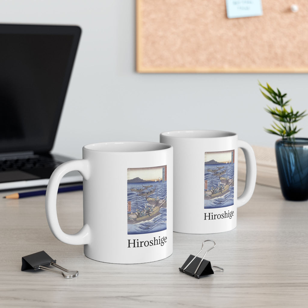 Hiroshige Utagawa Ocean Lighthouse Ceramic Mug — Scenic Nautical Coffee Cup (11oz & 15oz)