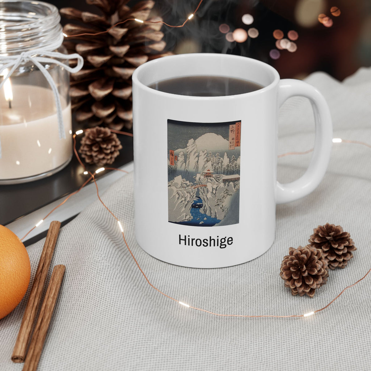 Hiroshige Utagawa Snow Scene Ceramic Mug — Japanese Ukiyo-e Art Coffee Cup (11oz/15oz)