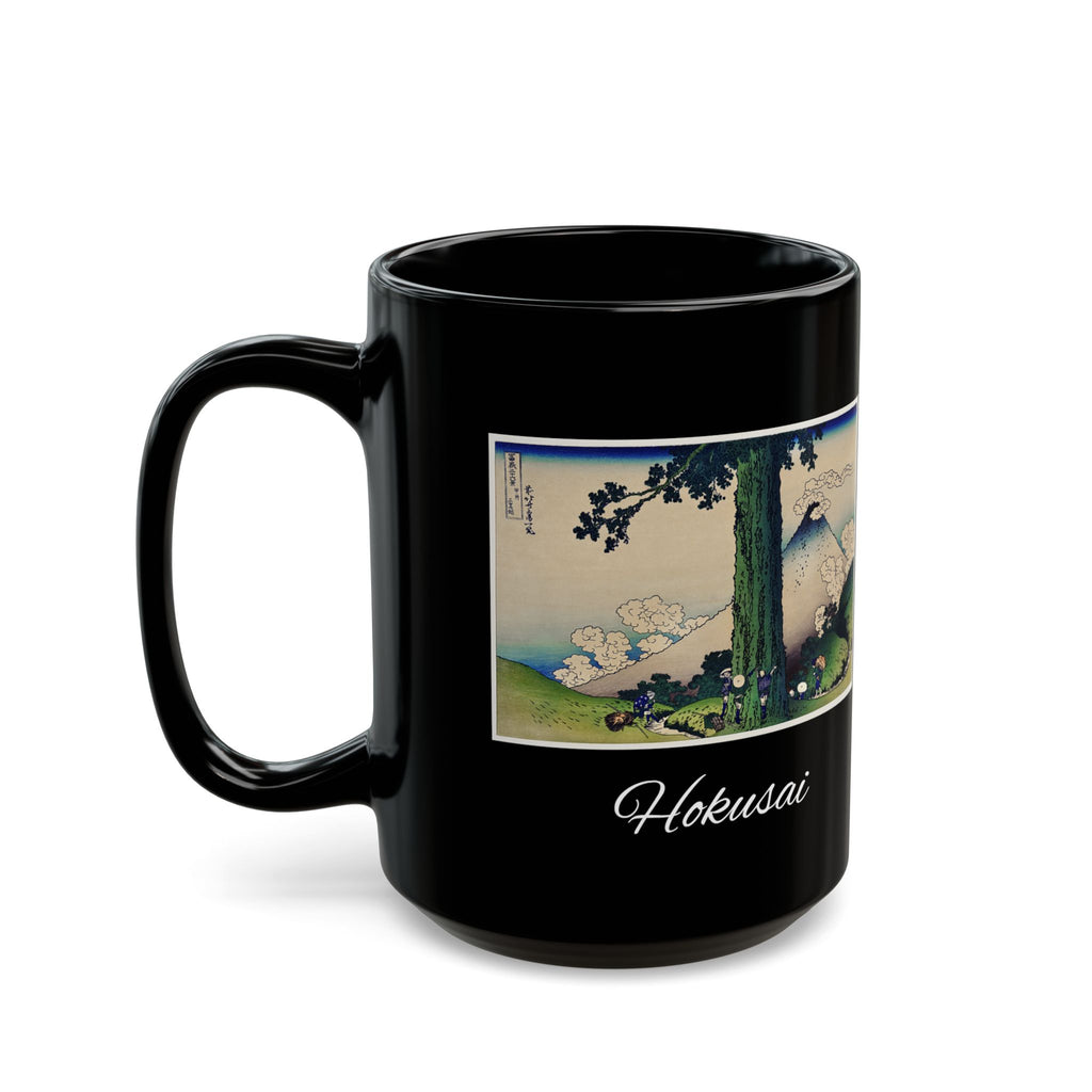 Hokusai Katsushika Hokusai Mount Fuji Black Ceramic Mug — Classic Japanese Wave Art (11oz, 15oz)