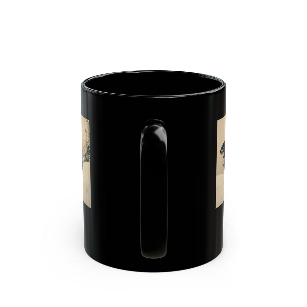 Hokusai Katsushika Hokusai Rooster Black Coffee Mug (11oz/15oz)