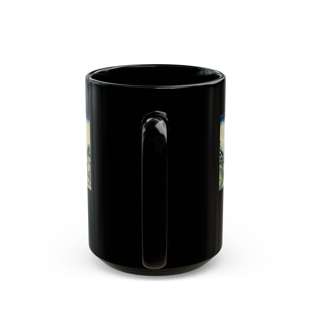 Hokusai Katsushika Hokusai Bridge Black Mug — Japanese Wave Art Coffee Cup (11oz/15oz)