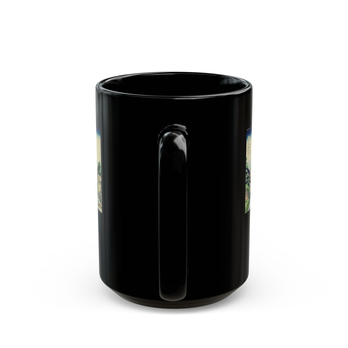 Hokusai Katsushika Hokusai Bridge Black Mug — Japanese Wave Art Coffee Cup (11oz/15oz)