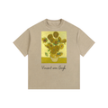 Japonism Museum Vincent Van Gogh Sunflower Vintage Washed Oversized Cotton T-Shirt (260gsm)