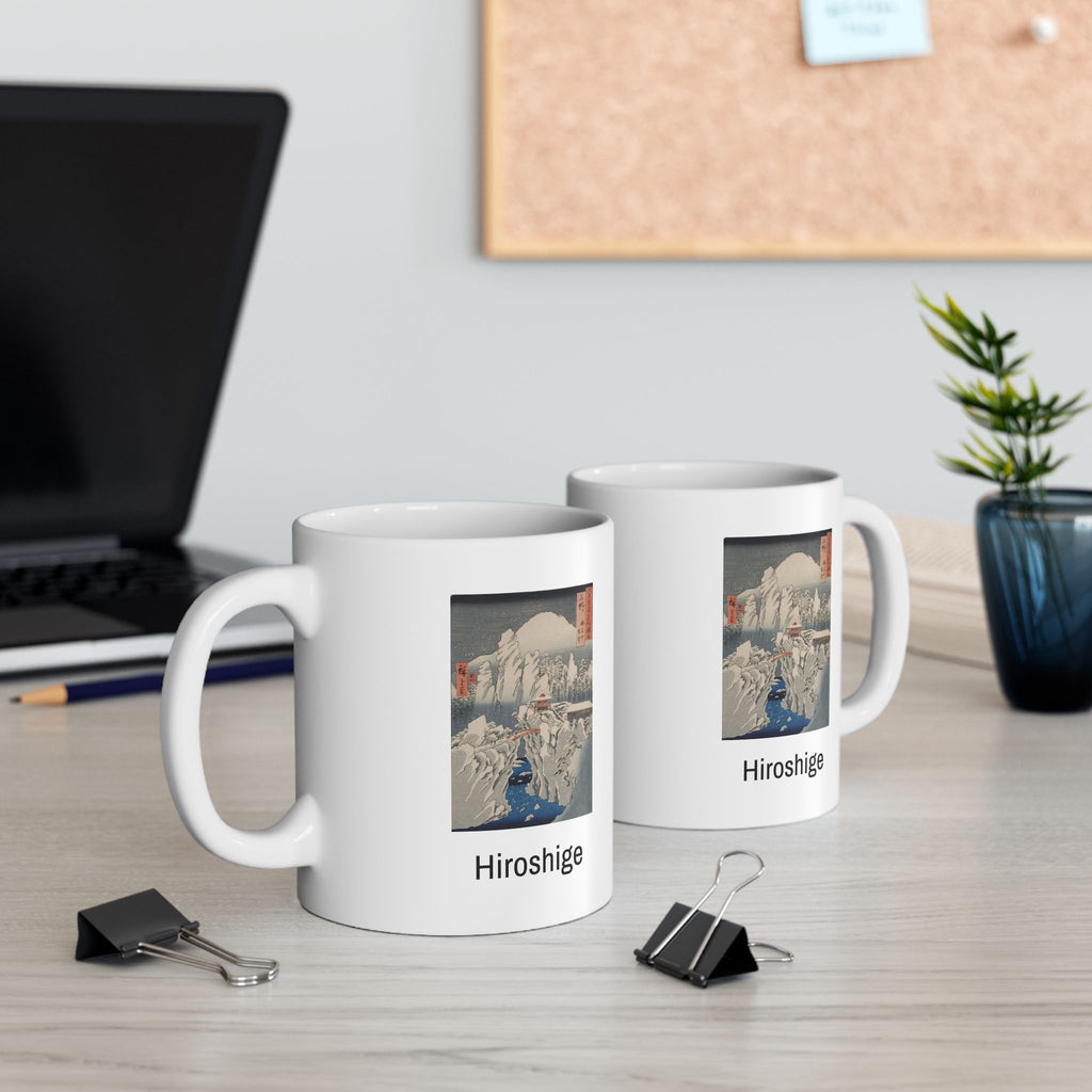 Hiroshige Utagawa Snow Scene Ceramic Mug — Japanese Ukiyo-e Art Coffee Cup (11oz/15oz)