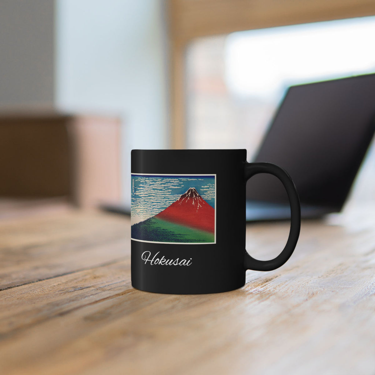 Hokusai Katsushika Hokusai Red Mount Fuji Black Coffee Mug (11oz/15oz)