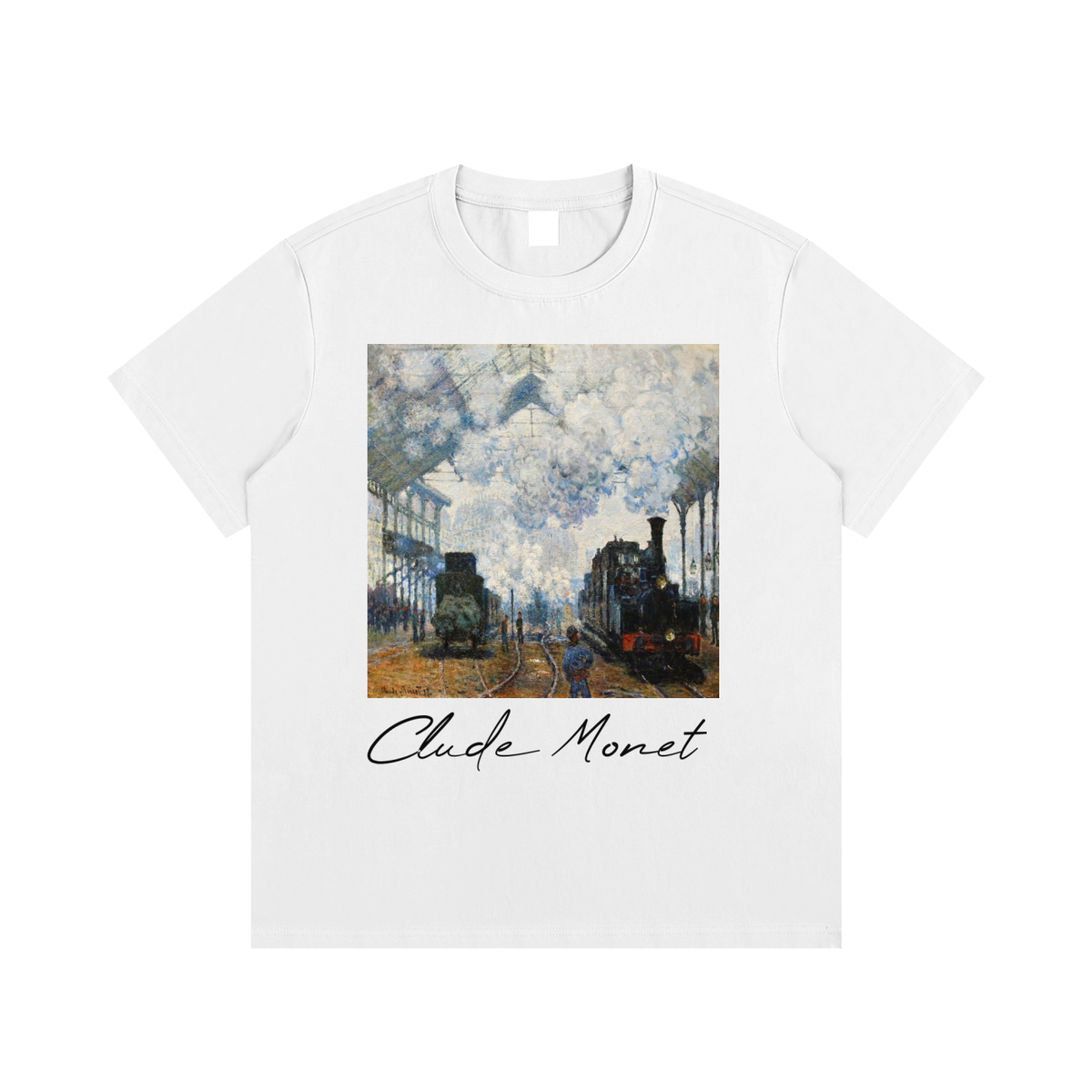 Claude Monet — Arrival of a Train, Gare Saint-Lazare — 220gsm T-Shirt