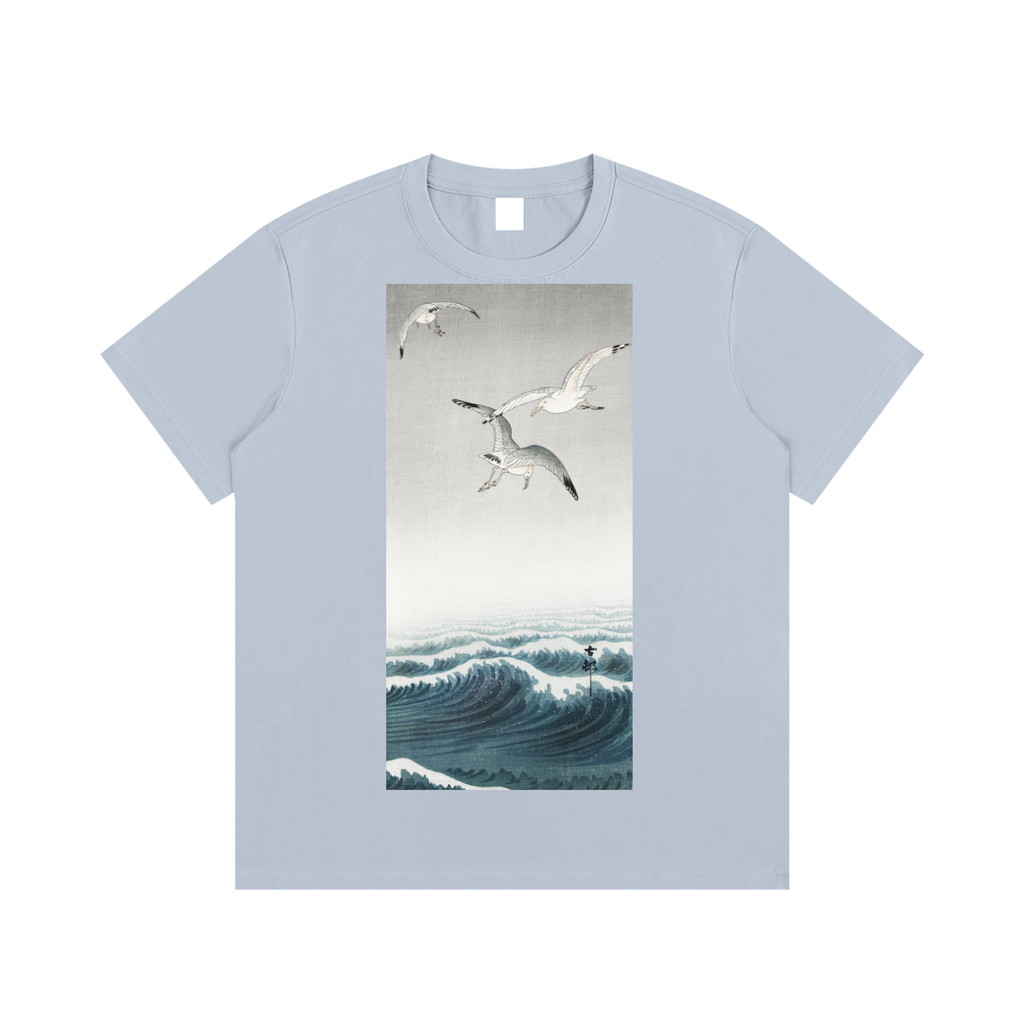 Ohara Koson — Seagulls over Waves — 220gsm T-Shirt