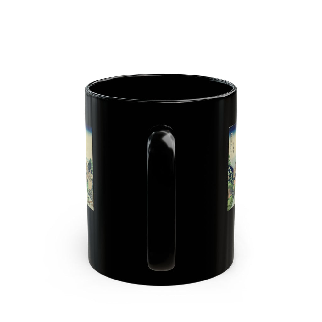 Hokusai Katsushika Hokusai Bridge Black Mug — Japanese Wave Art Coffee Cup (11oz/15oz)