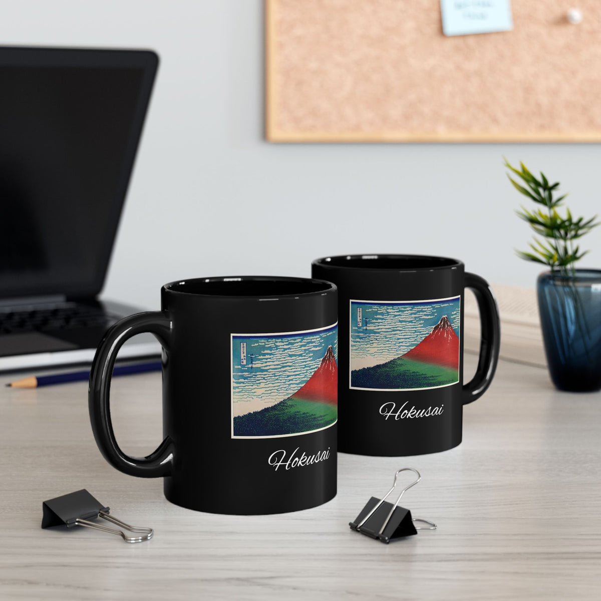 Hokusai Katsushika Hokusai Red Mount Fuji Black Coffee Mug (11oz/15oz)