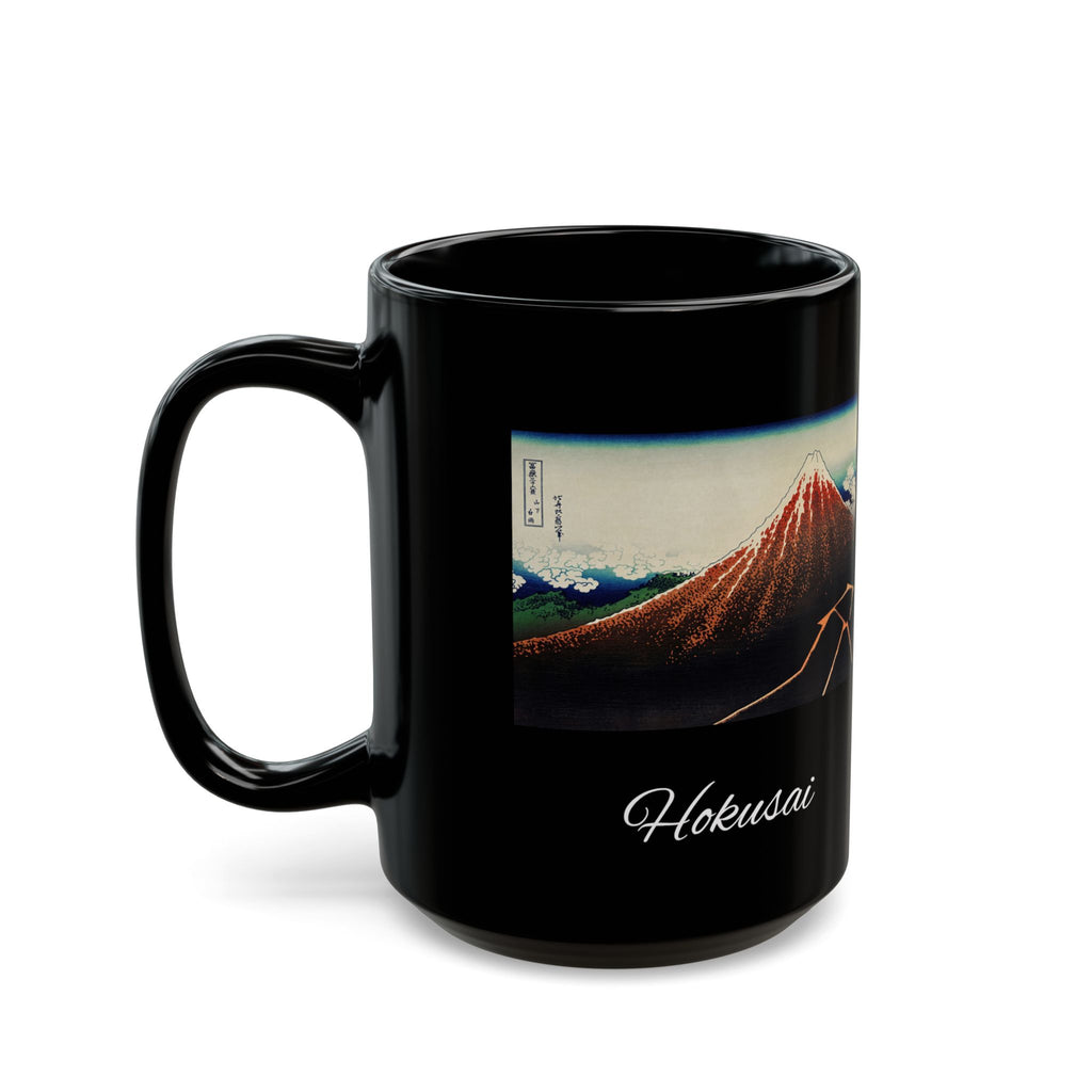 Hokusai Katsushika Hokusai Mount Fuji Black Ceramic Mug — Japanese Ukiyo-e Art Coffee Cup (11oz/15oz)
