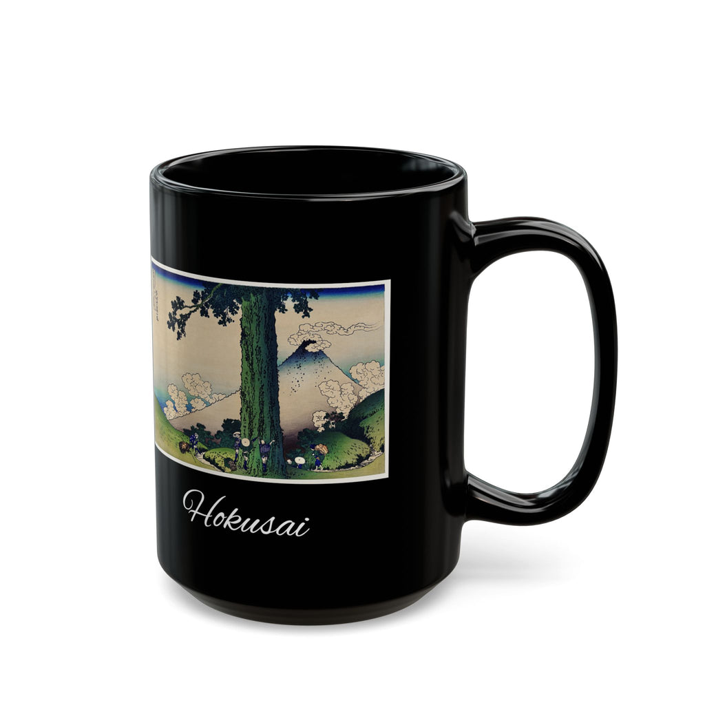 Hokusai Katsushika Hokusai Mount Fuji Black Ceramic Mug — Classic Japanese Wave Art (11oz, 15oz)