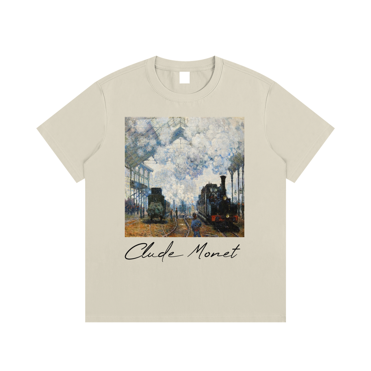 Claude Monet — Arrival of a Train, Gare Saint-Lazare — 220gsm T-Shirt