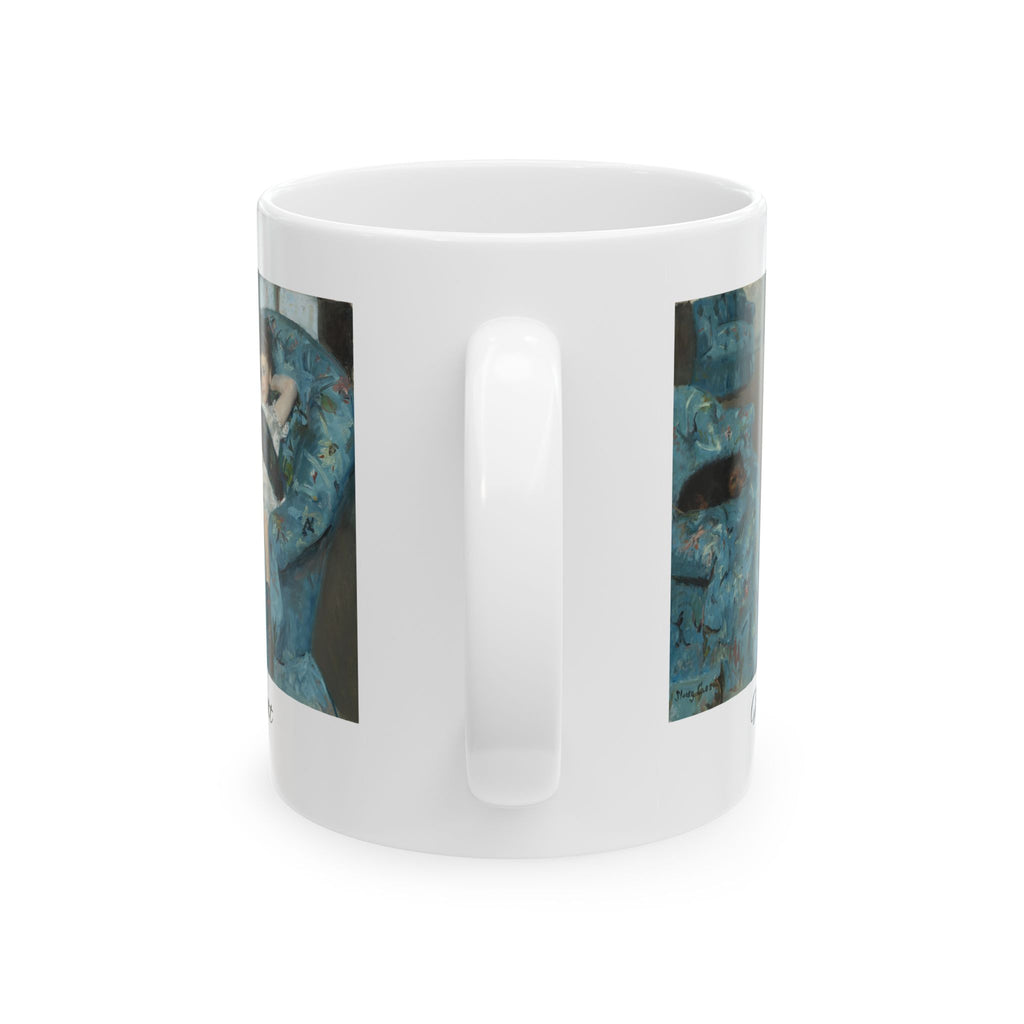 Mary Cassatt Artistic Ceramic Mug - Woman Relaxing on Blue Chair (11oz, 15oz)