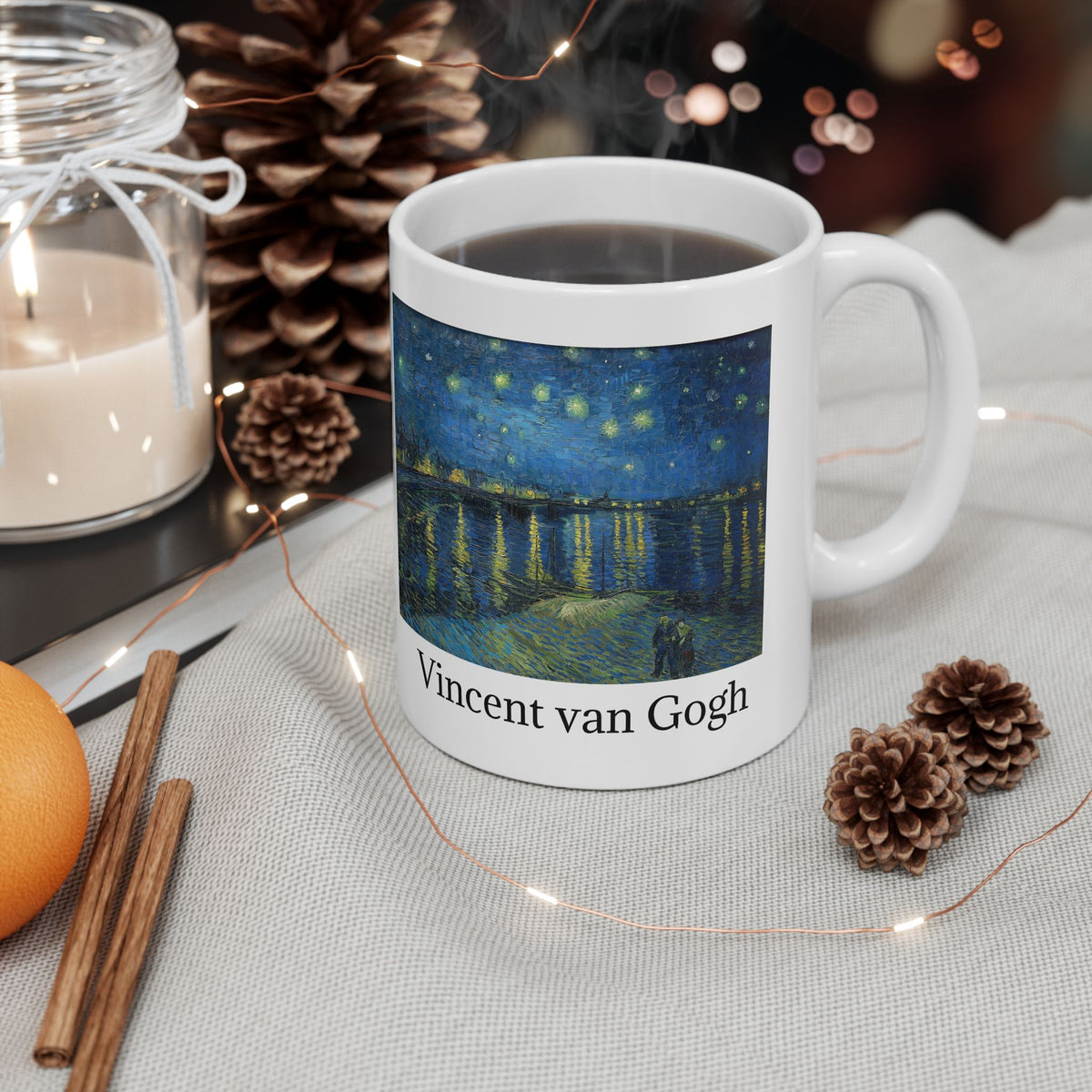 Vincent van Gogh Starry Night Over the Rhône Ceramic Mug — 11oz/15oz Art Coffee Cup