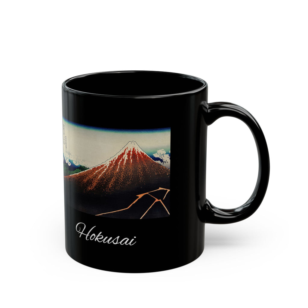 Hokusai Katsushika Hokusai Mount Fuji Black Ceramic Mug — Japanese Ukiyo-e Art Coffee Cup (11oz/15oz)