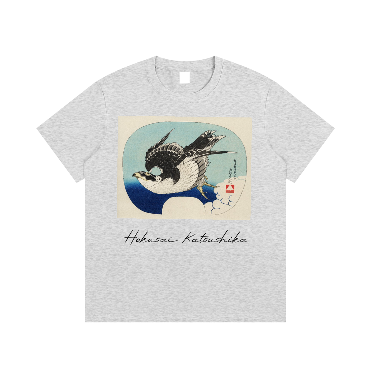 Katsushika Hokusai — Hawk in Flight over Waves — 220gsm T-Shirt