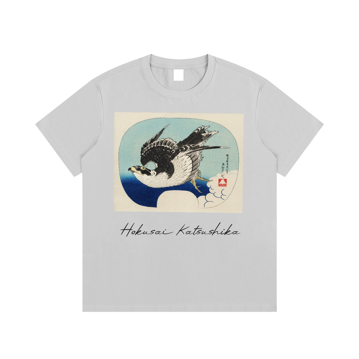 Katsushika Hokusai — Hawk in Flight over Waves — 220gsm T-Shirt